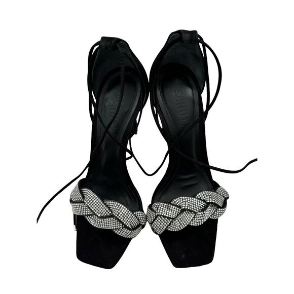 COPY - Schutz Stiletto Heels Braided Rhinestone Open Toe Strappy Glam Elegant S… - Picture 6 of 16